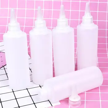 

6pcs 250ml Tip Applicator Bottle Plastic Squeeze Bottle Clear Liquid Dispenser (White)