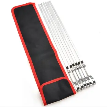 

10pcs Stainless Steel Grilling Flat Skewers Needle Sticks with Storage Pouch for BBQ Barbecue Cooking Tool 425D