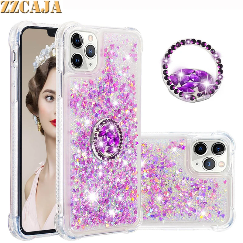 

Stand Quicksand For iPhone 11 Pro Max 7 8 6 6S Plus Dynamic Liquid Dimand Ring Case Cover For iPhone X XS Max XR 5 5S SE Capa
