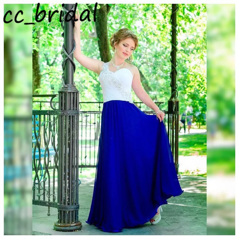 Elegant One Shoulder Long Prom Dress 2020 Ruffled Chiffon Royal Blue Turkish Evening Gowns Beading Crystal rochii de ocazie Elegant One Shoulder Long Prom Dress 2020 Ruffled Chiffon Royal Blue Turkish Evening Gowns Beading Crystal rochii de ocazie