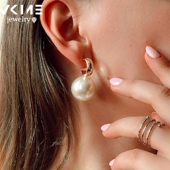 

VKME 2020 Simulated Pearl earrings For Women NEW Earrings Vintage Gold Jewellery Wedding Gifts