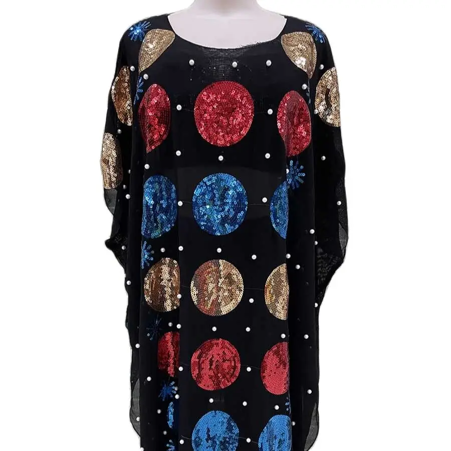 African Women's Clothing Dashiki Abaya Fashion Sequins Loose Dress Free Size One Piece african dress