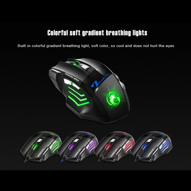 X7 Gaming Mouse 2400DPI Mice USB Wired Optical Computer Mice Ergonomic RGB Backlit Optical Game Mouse For PC Laptop