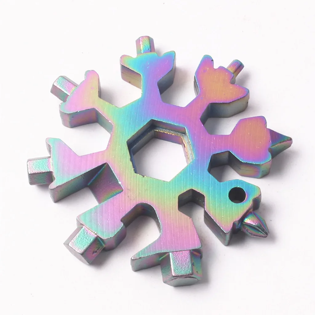 18 In 1 Stainless Steel Snowflake Multi tool Keychain Hand Outdoor Tools