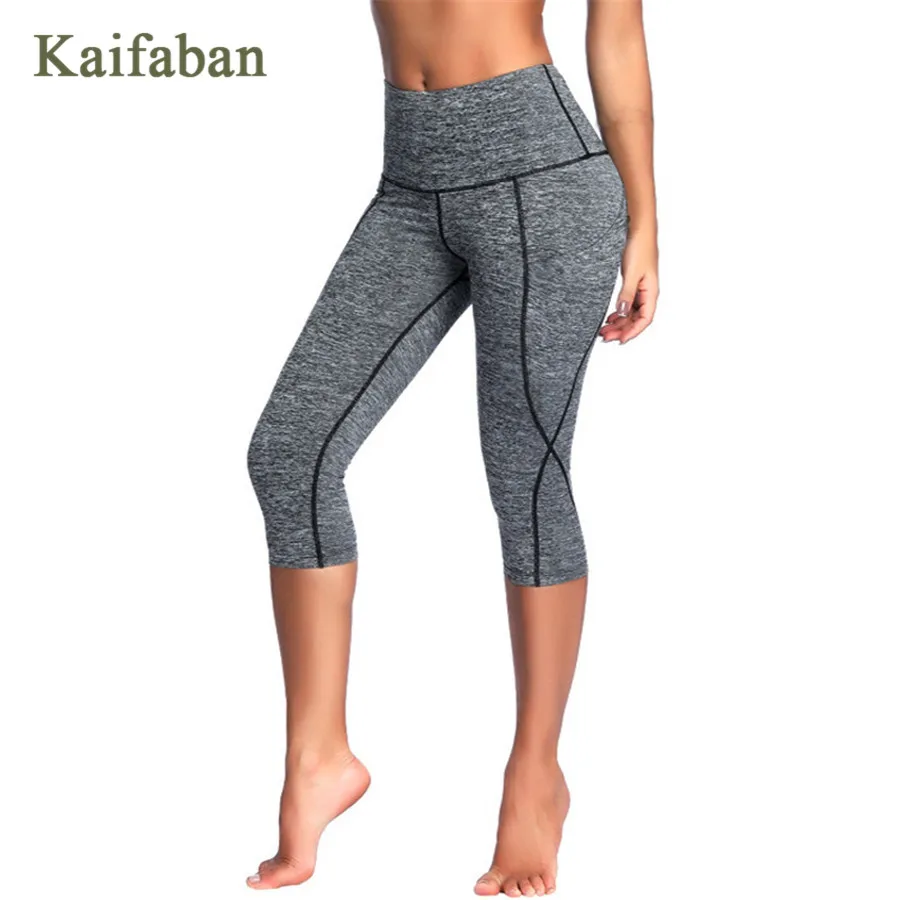 XXL размера плюс женские леггинсы с карманами для фитнеса черные штаны для йоги колготки с высокой талией Капри для тренировок одежда для спортзала спортивная одежда