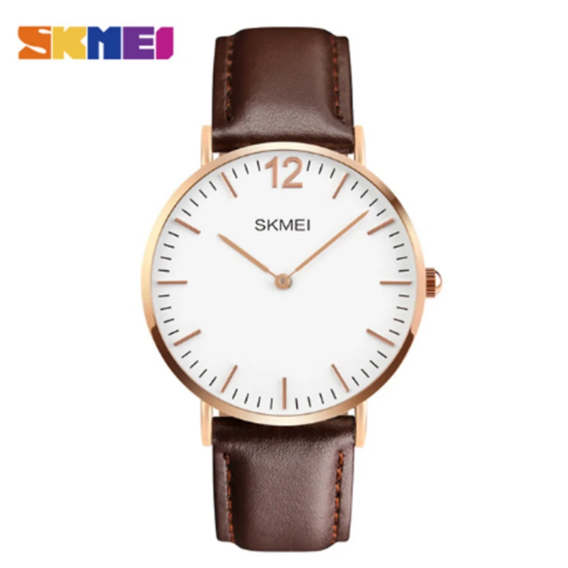 Coffee Leather SKMEI модные повседневные женские кварцевые часы люксовый бренд золотые часы для женщин простой дизайн наручные часы для женщин Relogio mujer 1181 - Цвет: Coffee Leather