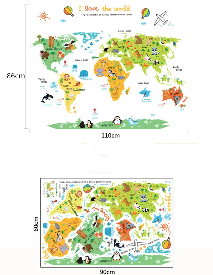 Детская комната Спальня в детском саду декоративная аппликация Съемная карта мира настенные наклейки для детей Настенные обои домашний декор