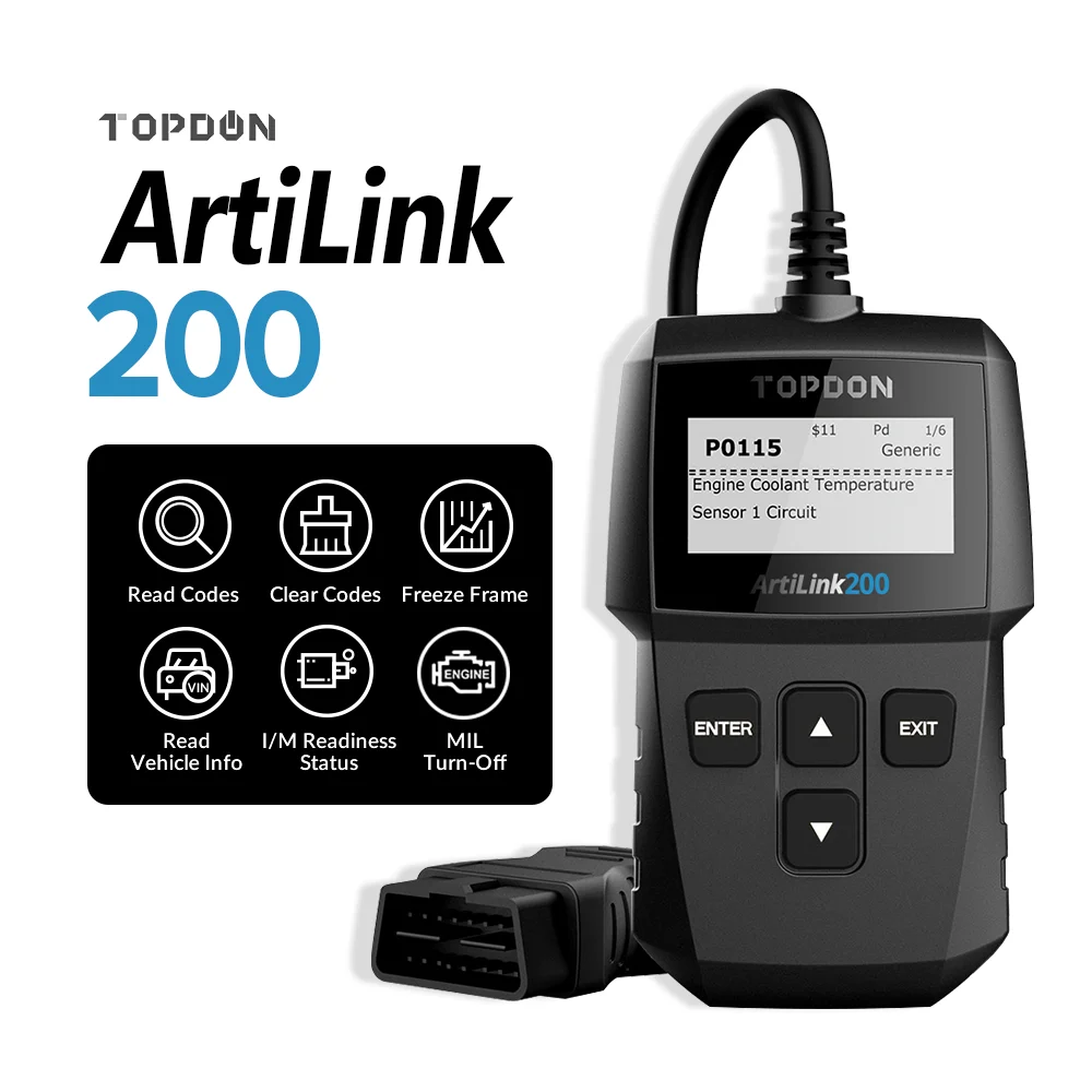 TOPDON AL200 полный OBD2 сканер Авто Сканнер для диагностики Автомобильное устройство
