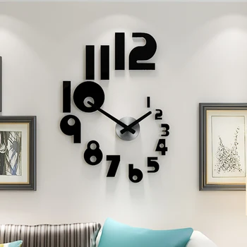 

2019 New DIY Large Wall Clock Modern Design Silent Quartz Watch Sticker 3d Living Room Home Decor Acrylic Horloge Free Shipping