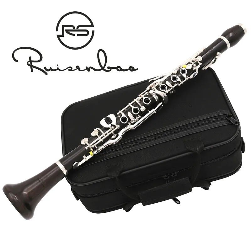 New Bb tone 19 keys Ebony wood clarinet German system design silver plating keys with case