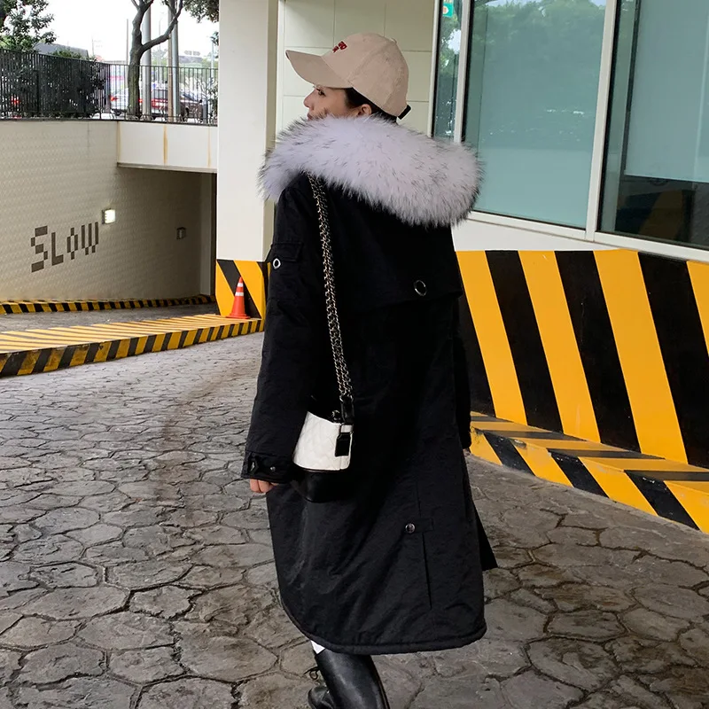 

Photo Shoot 2019 New Style Elegant Hong Kong Flavor Young Mid-length down Cotton fu da Fur Collar Slimming Cotton-padded Clothes