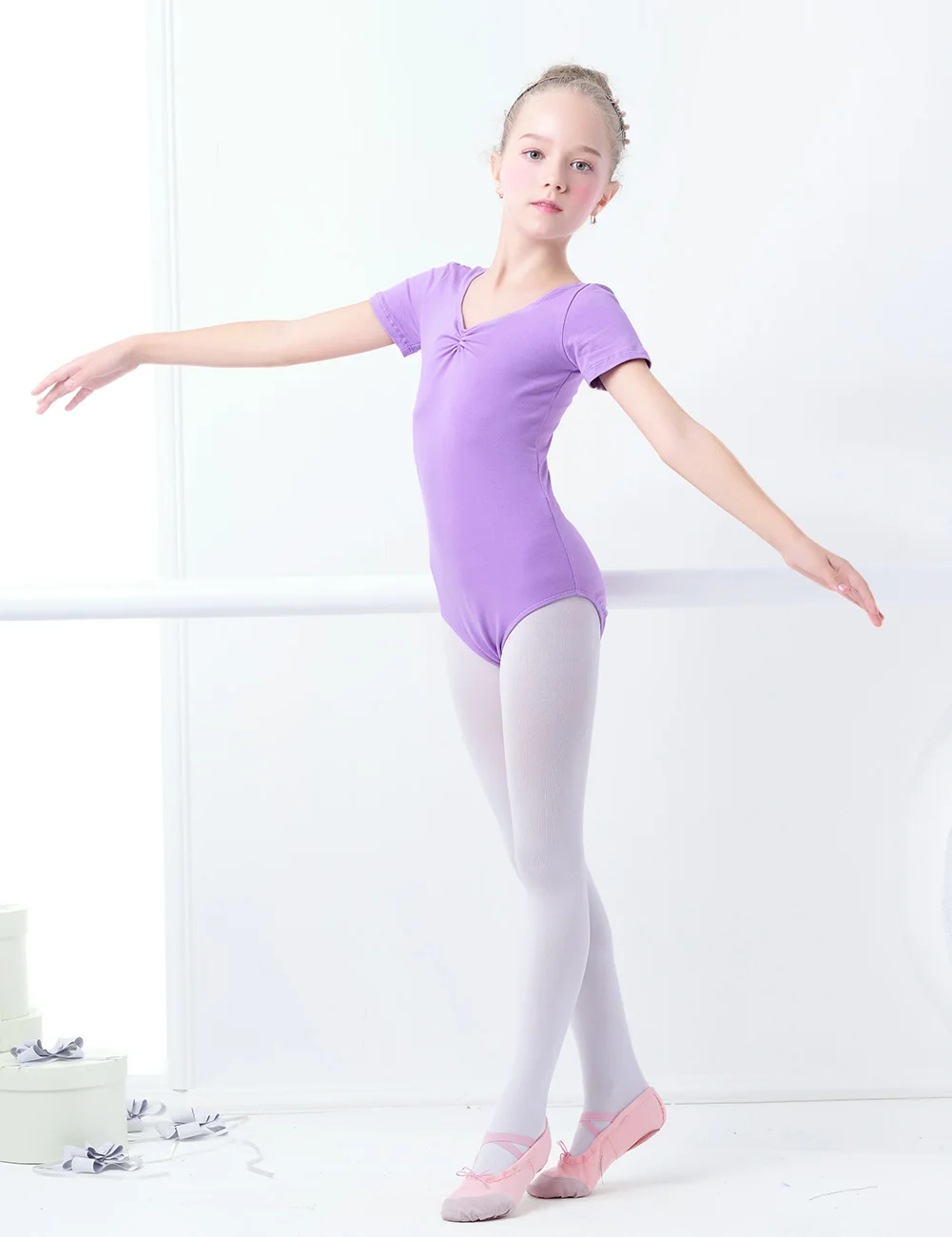 Ballet Leotards Kids Gymnastics Leotard Girls Dance Bodysuit Dancewear Dance Costumes Toddler Cotton Dance Leotard Short Sleeves