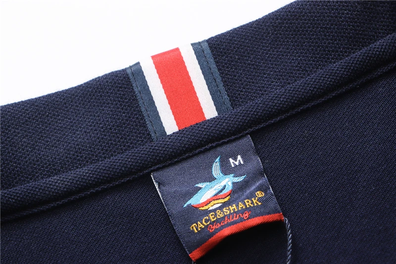 Летние мужские модные деловые рубашки-поло Camisa с вышивкой, мужские повседневные Индивидуальные Поло для мужчины с акулой, повседневная одежда