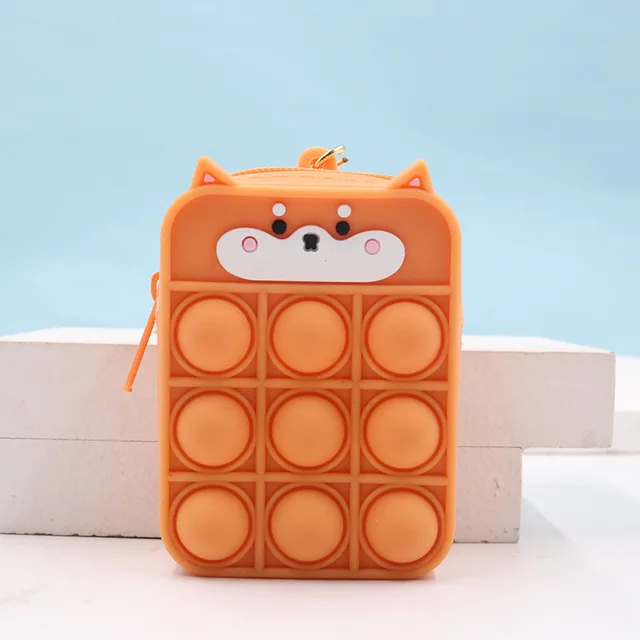 New Popit Mini Money Wallet Fingertip Toys Push Bubble Popite Pendant Bag Hot Sale Adult Decompression Toys Children Anti-Stress Brown bear