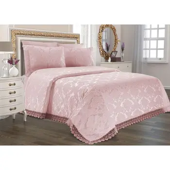 

Dowyworld Jacquard Chenille Bed Cover Powder