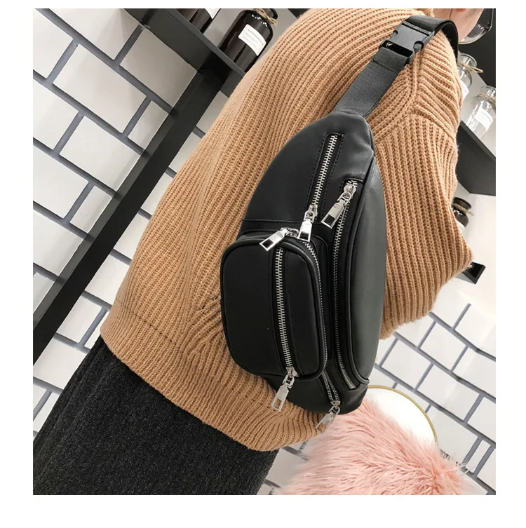 

Chao brand chest bag PU retro multi-pocket chain chest bag practical multi-function chain bag