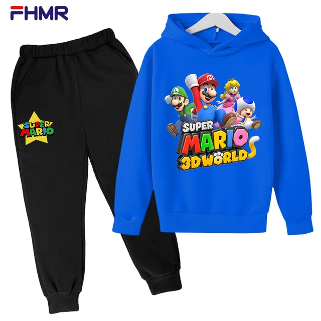 Super Mario Kids Costume Hoodie Pants Boys Girls Costume Hoodie Teen Costume Fall Boys Game Animation