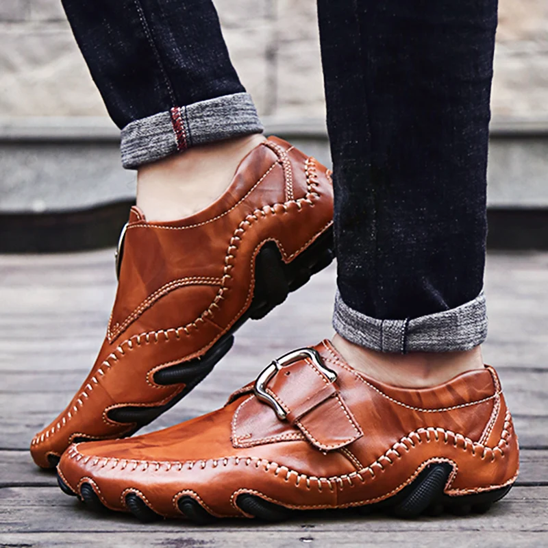 Men's Leather Moccasins Men's Fashion Peas Shoes Leisure Loafers Fashion Men's Casual Business Leather Work Boat Shoes