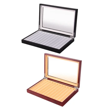 

2set 12 Black/Wine Red Single-Layer Pen Box Baking Paint Pen Storage Box Stationery Pen Collection Wooden Box