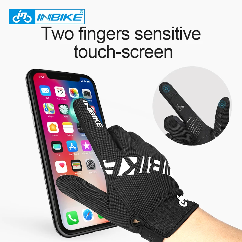 INBIKE Cycling Gloves Touch Screen MTB Bike Gloves Sport Shockproof Full Finger Reflective Winter Spring Bicycle Glove IM19806 cycling gloves
