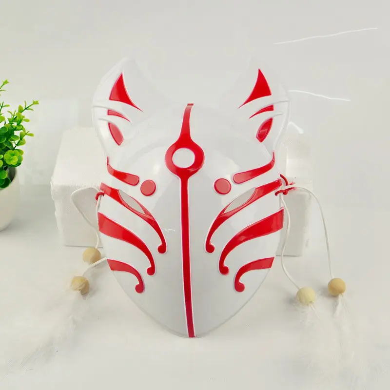 Японский Стиль маски лисы новое аниме Косплэй ПВХ кошачья мордочка»; маскарадный костюм; вечерние производительность легкие высокие качественные маски аксессуары - Цвет: red