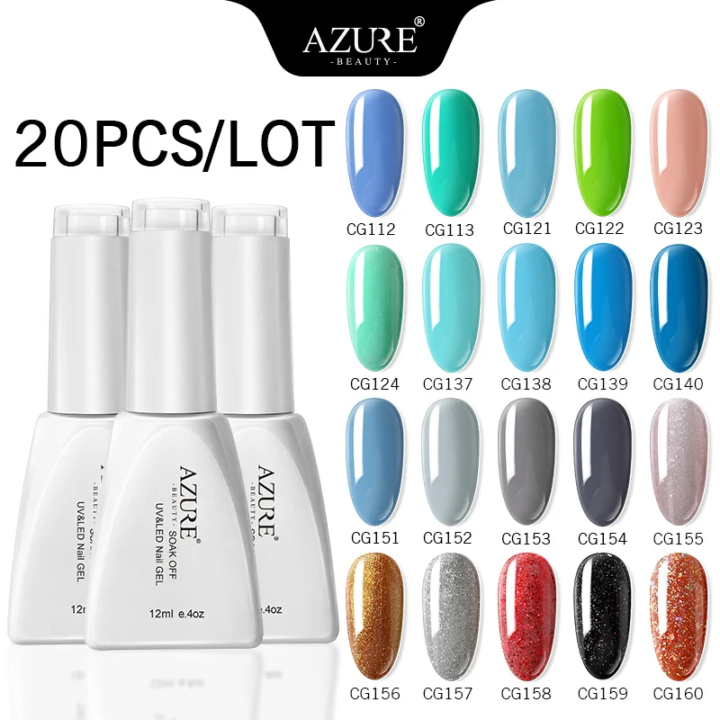 Azure Beauty 20Pcs/Lot Nail Gel Polish Soak Off UVv/Led gel Polish Semi Permanent Led Gel Long Lasting Pure Color Gel Sets - Цвет: Kit25