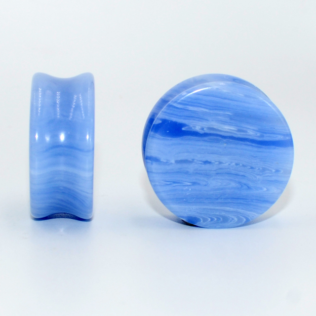 Pair Opalite Stone Ear Plug Sadde Gauges PIercing Ear Stretchers Expander Earring Earlets Body Jewelry