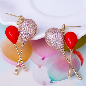 

XIUMEIYIZU Balloon Design Luxury Zirconia Earring for Women Fashion Wedding Party 925 Pin Drop Earring 925 Jewelry Wholesale