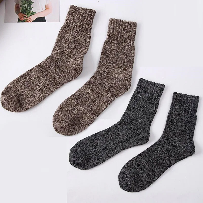 Casual Stripe Adjustable Calcetines Hombre Thick Cotton Socks Soft Men's Wool Socks 5Pairs/Lot Winter Comfortable Warm Elastic