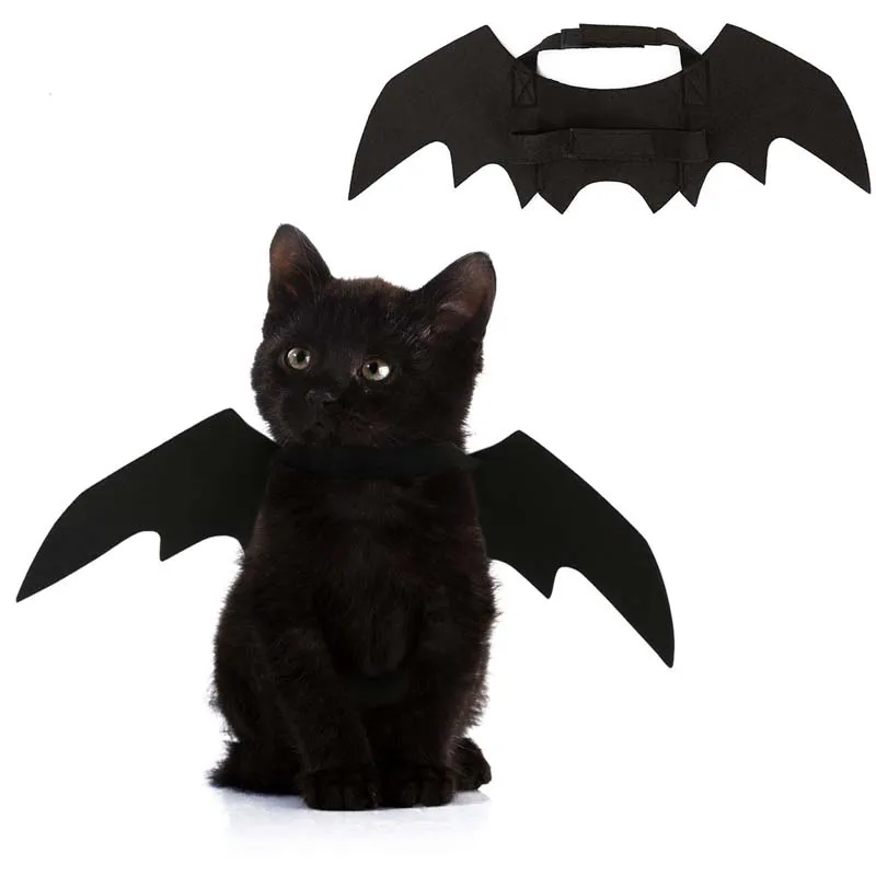 

Brand New Halloween Costume For Pet Black Bat Wings Cool Puppy Cat Black Bats Dress Up Costume Pet Holiday Decoration Wholesale