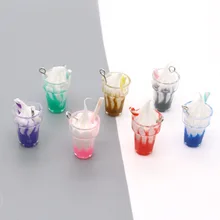 Mini maison de poupée aléatoire Simulation crème glacée lait thé boisson décoration tasse pendentif bricolage maison de jeux jouet pendentif sac porte clés boucle d'oreille