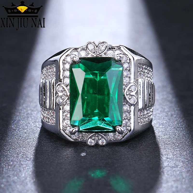 European Luxury Green Square Wedding Peridot Rings for Women Creative Personality AAA Cubic Zirconia Engagement Jewelry | Украшения и