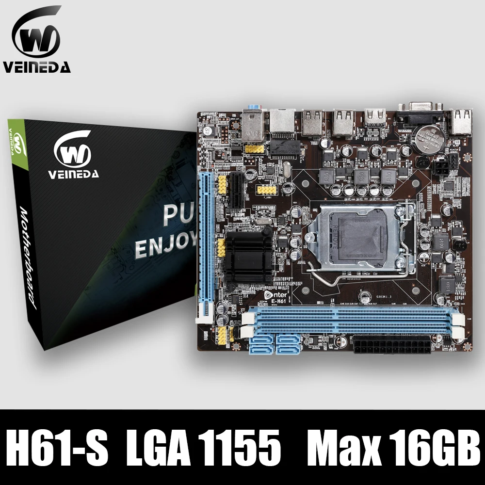 Оригинальная H61-S материнская плата VEINEDA для настольных ПК с разъемом LGA 1155 для Intel Core i3 i5 i7 DDR3 с памятью 16G uATX H61