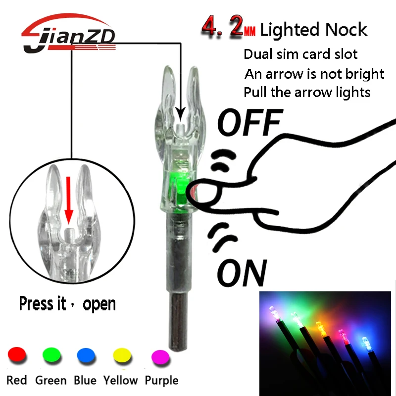 

2019 New Automatically Luminous High Quality Hunting Shooting Fit 4.2mm/.165 Arrow Shaft Lighted Bow LED Glowing Arrow Nock Tail