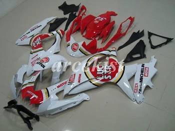 

4Gifts New ABS Fairings Kit Fit For SUZUKI GSXR600 GSXR750 08 09 10 R600 R750 K8 GSXR 600 750 2008 2009 2010 red white Lucky