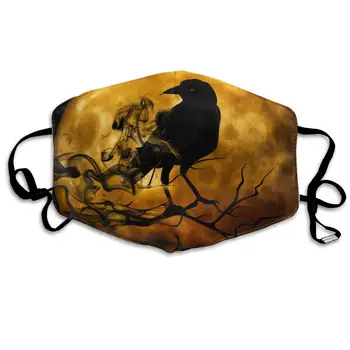 

Raven Crow Night Creepy Washable Reusable Mask, Cotton Anti Dust Half Face Mouth Mask For Kids Teens Men Women With Adjustable