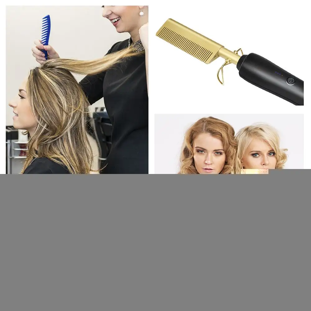 Горячая Расческа для влажных и сухих волос, щипцы для завивки волос, выпрямитель, расческа, электрическая, Экологически чистая, титановый сплав, щипцы для завивки волос