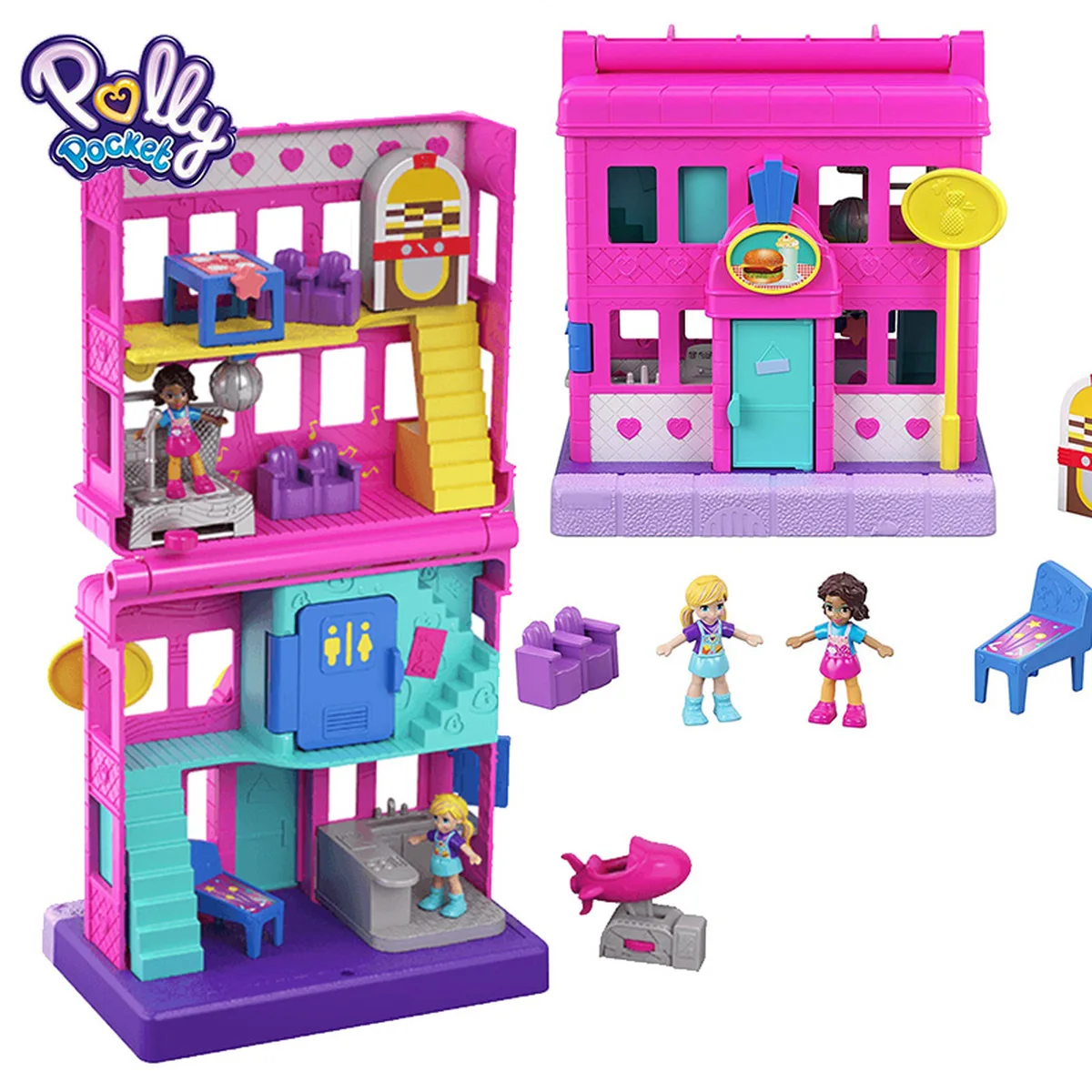 Original Polly Pocket Mini Doll Pollyville Arcade Different Accessories for Kids Children's Toy Girl Gift Furniture Set GGC29