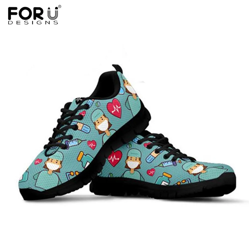 

FORUDESIGNS Life Saver Women Nurse/Doctor Sneakers Pattern Woman Comfortable Nursing for Ladies Girls Flat Shoes Zapatillas 2019