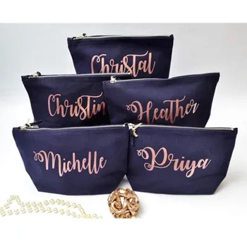 

customize navy Bridesmaid Bags Maid of Honor Gift Bag Bridal Party Gift Bag Bride Makeup comestic Bags pouches partygifts