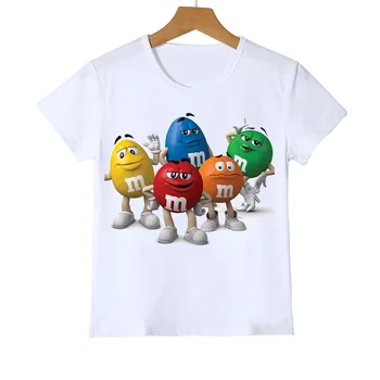

funny kids clothes chocolate beans MM print t-shirt for boys girls graphic tshirts camisetas Anime white summer boby shirt tops