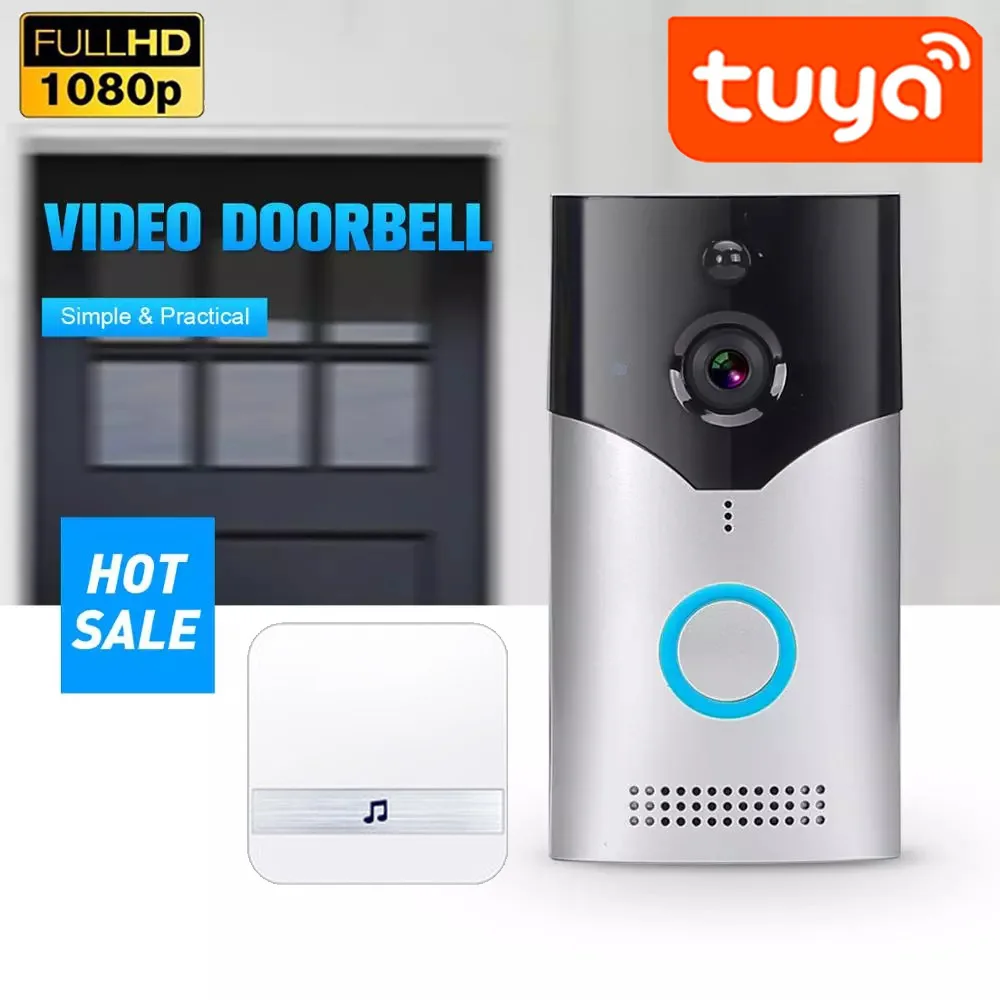 Дверной звонок Tuya 1080P с поддержкой Wi Fi 2 МП двусторонний звук ночное
