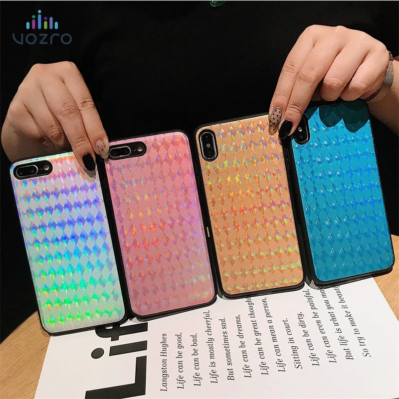 

VOZRO Luxury Cute Gradient Glitter Phone Case For IPhone 6 6S 7 8 Plus X XR XS MAX Original LOGO Silicone Back Cover
