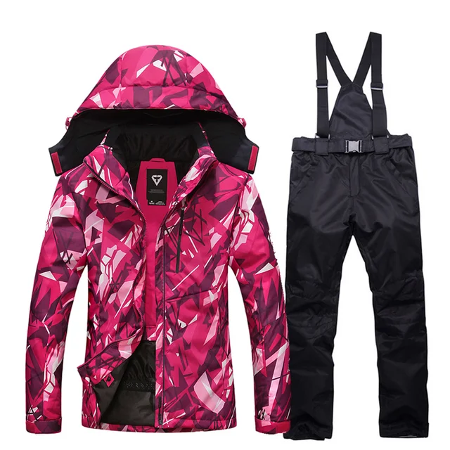 US $31.78 Ski Suit Women Winter Thick Warm Waterproof Windproof Skiing and Snowboarding Jacket and Pants Fema