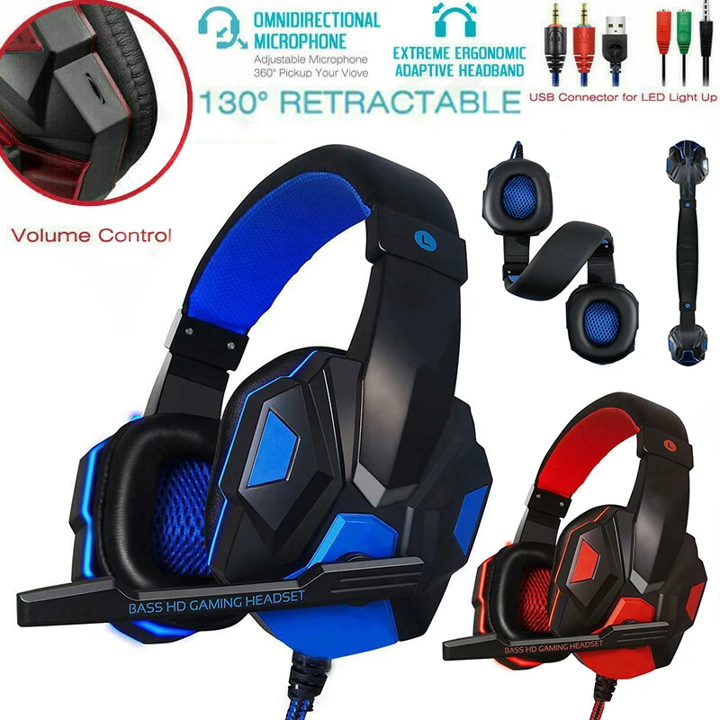 Gaming Headset 3 5mm Wired LED Headphone for Xbox One Universal Wired Headphones with Microphone Suitable For PC Laptop gamer