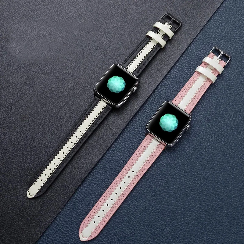 

Браслет для часов Apple Watch Band 44 мм 40 мм 38 мм 42 мм, светящийся кожаный ремешок для часов iWatch Series 6 SE 5 4 3 2
