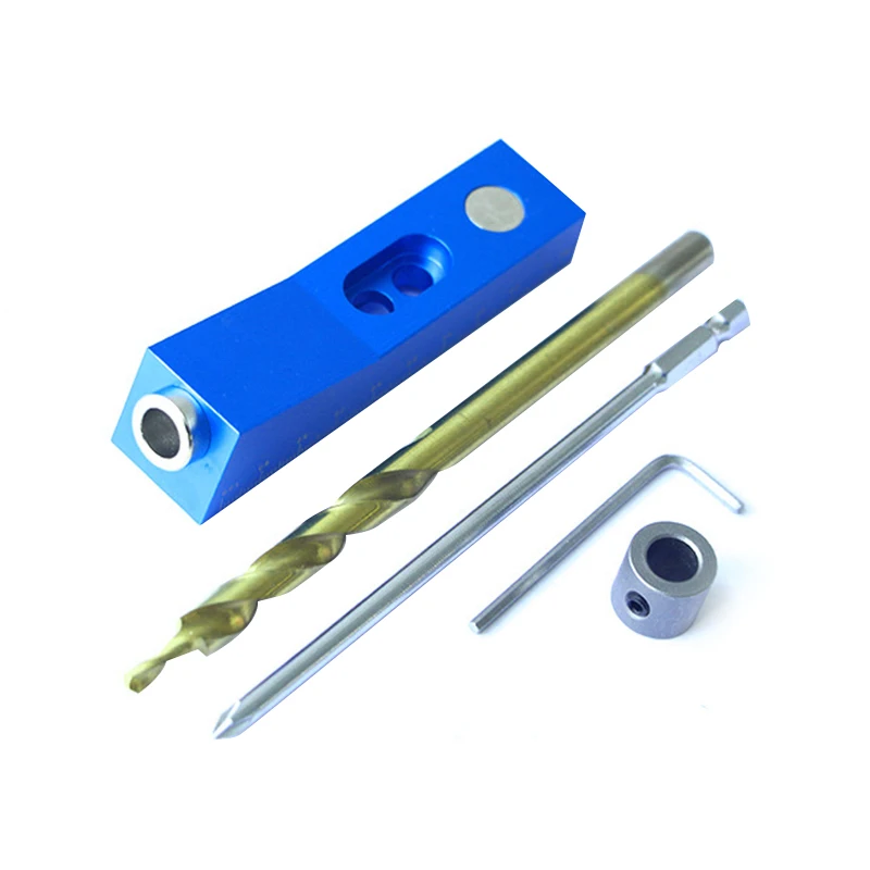

Drill Guide Doweling Pocket Hole Jig Set Woodworking Hole Fixture Locator Tool Aluminum Alloy Wood Work Tool Set