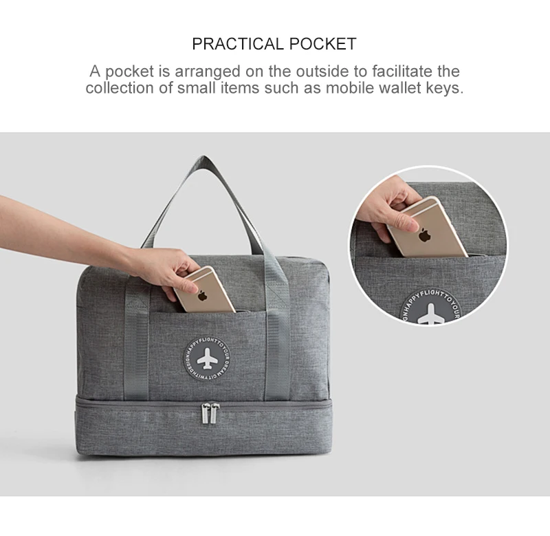 Travel Storage Bag Dry And Wet Separation Shoes Clothing Handbag Cation High Capacity Travel Finishing Swimming Bag