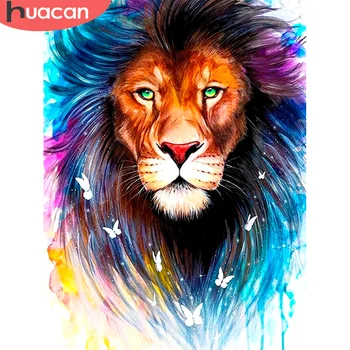 

HUACAN 5D DIY Diamond Painting Cross Stitch Lion Full Drill Diamond Mosaic Animal Embroidery Home Decor Sale