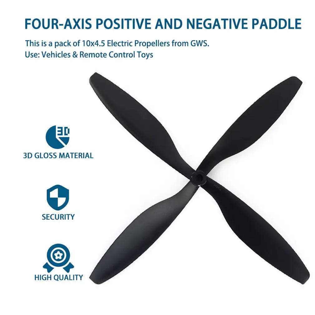 Hot! High1pair 10x4.5" 1045 BLACK Red Nylon Propeller For Hex Rotation Hexa Multicopter New Sale